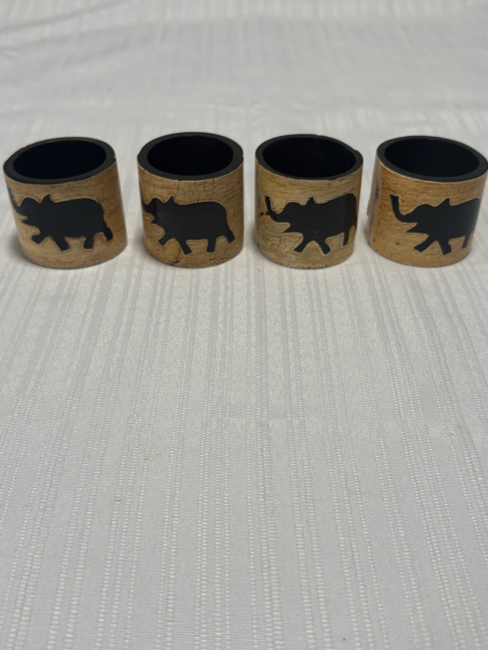 Set of 4 Elephant Silhouette Napkin Rings